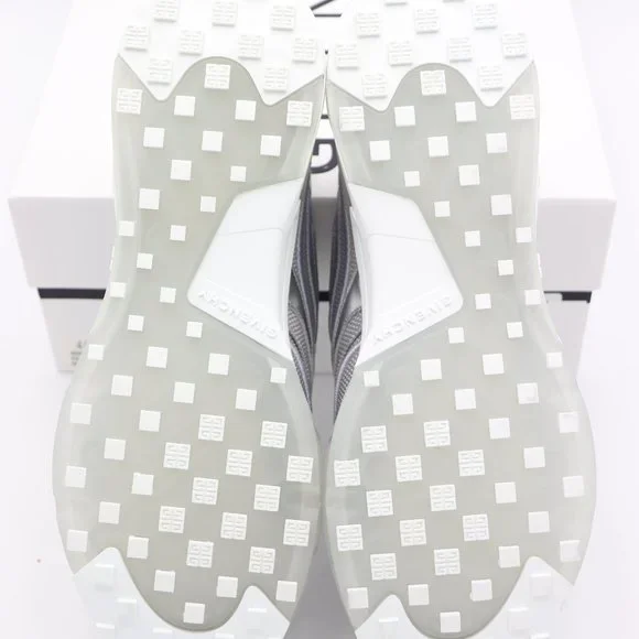 NIB Givenchy GIV 1 Mens Metallic Silver Leather Mesh Low-Top Sneakers - Picture 7 of 7